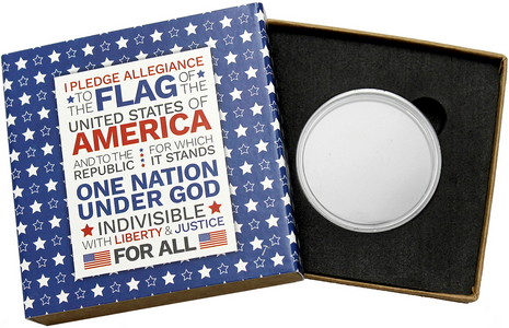 SilverTowne Natural Kraft Paper Gift Box with Pledge of Allegiance Blue Star Box Sleeve & Capsule [Add $5.00]